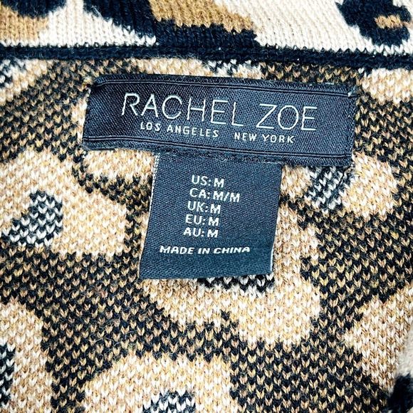 Rachel Zoe Women Medium Sweater Leopard AOP Full ZIp Pockets Collared Jacket - Picture 4 of 5